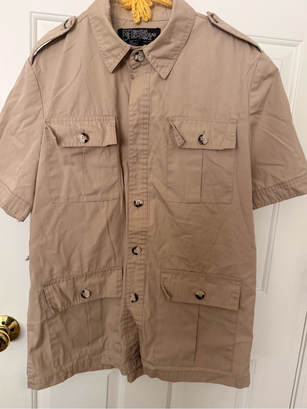 Vintage seventies Short-Sleeve Field Jacket shirt NYSE size medium safari khaki